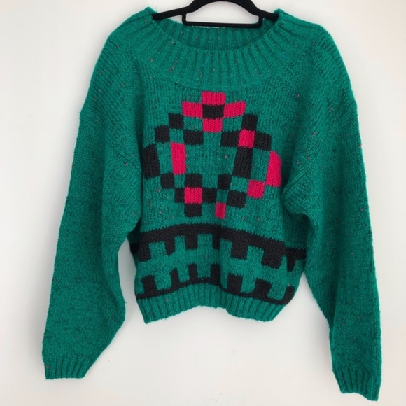 Vintage knit cropped sweater L - Picture 5 of 7